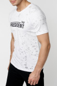 Купить Мужская футболка с надпесью белого цвета 221038Bl, фото 3