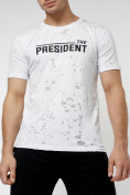 Купить Мужская футболка с надпесью белого цвета 221038Bl, фото 5