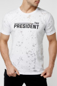 Купить Мужская футболка с надпесью белого цвета 221038Bl