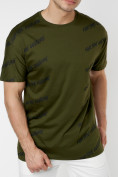 Купить Мужская футболка с надписью хаки цвета 221085Kh, фото 2