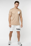 Купить Мужская футболка с принтом бежевого цвета 221147B, фото 4