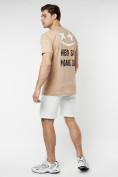 Купить Мужская футболка с принтом бежевого цвета 221147B, фото 6