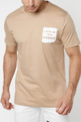 Купить Мужская футболка с принтом бежевого цвета 221147B