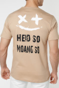 Купить Мужская футболка с принтом бежевого цвета 221147B, фото 2