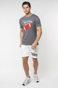 Купить Мужские футболки с принтом серого цвета 221414Sr, фото 4