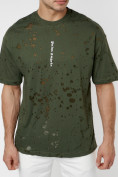 Купить Мужская футболка с принтом хаки цвета 221484Kh, фото 2