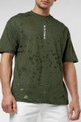 Купить Мужская футболка с принтом хаки цвета 221484Kh, фото 3