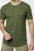 Купить Мужская футболка однотонная хаки цвета 221487Kh, фото 3