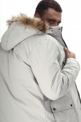 Купить Парка мужская зимняя с мехом светло-серого цвета 22205SS, фото 10