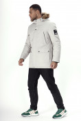 Купить Парка мужская зимняя с мехом светло-серого цвета 22205SS, фото 2