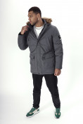 Купить Парка мужская зимняя с мехом темно-серого цвета 22205TC, фото 10