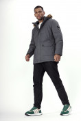 Купить Парка мужская зимняя с мехом темно-серого цвета 22205TC, фото 2
