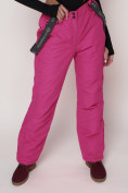 Купить Полукомбинезон брюки горнолыжные женские малинового цвета 2221M, фото 10