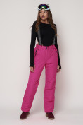 Купить Полукомбинезон брюки горнолыжные женские малинового цвета 2221M, фото 6