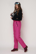 Купить Полукомбинезон брюки горнолыжные женские малинового цвета 2221M, фото 7
