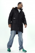Купить Парка мужская зимняя с мехом черного цвета 2223Ch, фото 13
