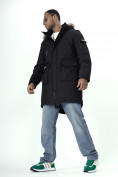 Купить Парка мужская зимняя с мехом черного цвета 2223Ch, фото 14