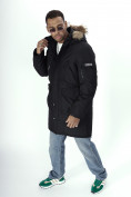 Купить Парка мужская зимняя с мехом черного цвета 2223Ch, фото 17