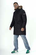 Купить Парка мужская зимняя с мехом черного цвета 2223Ch, фото 2