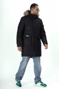Купить Парка мужская зимняя с мехом черного цвета 2223Ch, фото 3