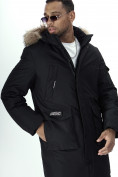 Купить Парка мужская зимняя с мехом черного цвета 2223Ch, фото 9