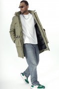 Купить Парка мужская зимняя с мехом цвета хаки 2223Kh, фото 12