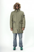 Купить Парка мужская зимняя с мехом цвета хаки 2223Kh, фото 21