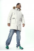 Купить Парка мужская зимняя с мехом светло-серого цвета 2223SS, фото 17