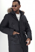 Купить Парка мужская зимняя с мехом темно-серого цвета 2223TC, фото 10