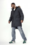 Купить Парка мужская зимняя с мехом темно-серого цвета 2223TC, фото 6