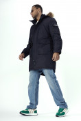 Купить Парка мужская зимняя с мехом темно-синего цвета 2223TS, фото 9