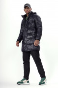 Купить Куртка удлинённая мужская зимняя темно-синего цвета 22306TS, фото 3