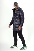 Купить Куртка удлинённая мужская зимняя темно-синего цвета 22307TS, фото 12