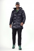Купить Куртка удлинённая мужская зимняя темно-синего цвета 22307TS, фото 3