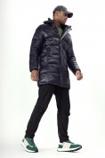 Купить Куртка удлинённая мужская зимняя темно-синего цвета 22307TS, фото 5
