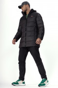 Купить Куртка удлинённая мужская зимняя черного цвета 2237Ch, фото 18