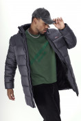 Купить Куртка удлинённая мужская зимняя темно-серого цвета 2237TC, фото 10