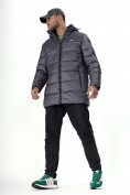 Купить Куртка удлинённая мужская зимняя темно-серого цвета 2237TC, фото 3