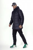 Купить Куртка удлинённая мужская зимняя темно-синего цвета 2237TS, фото 2