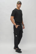 Купить Брюки джоггеры спортивные с карманами мужские черного цвета 224Ch, фото 3