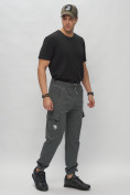Купить Брюки джоггеры спортивные с карманами мужские серого цвета 224Sr, фото 3