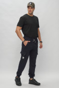 Купить Брюки джоггеры спортивные с карманами мужские темно-синего цвета 224TS, фото 3