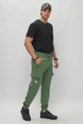Купить Брюки джоггеры спортивные с карманами мужские зеленого цвета 224Z, фото 3