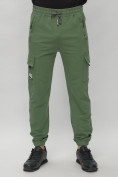 Купить Брюки джоггеры спортивные с карманами мужские зеленого цвета 224Z, фото 7