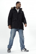Купить Парка мужская зимняя с мехом черного цвета 2258Ch, фото 16