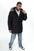Купить Парка мужская зимняя с мехом черного цвета 2258Ch, фото 20
