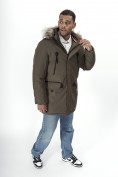 Купить Парка мужская зимняя с мехом коричневого цвета 2258K, фото 14