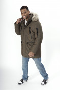 Купить Парка мужская зимняя с мехом коричневого цвета 2258K, фото 15