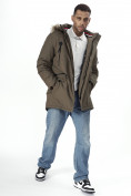 Купить Парка мужская зимняя с мехом коричневого цвета 2258K, фото 27