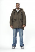 Купить Парка мужская зимняя с мехом коричневого цвета 2258K, фото 7